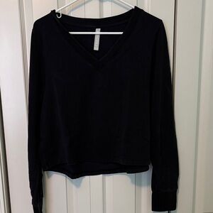 Athleta Black V-Neck Sweatshirt